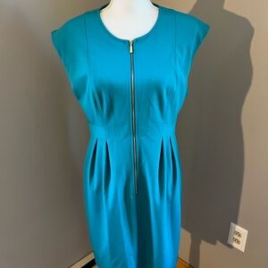 Calvin Klein Front-Zip Cap-Sleeve Sheath Dress